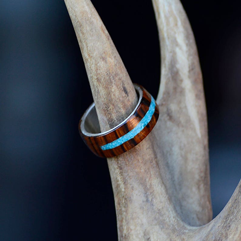 Silver Tree,Turquoise Stone Inlay; 1 Overlays With Men/'s Ring Stone Forge Studios Desert Ironwood