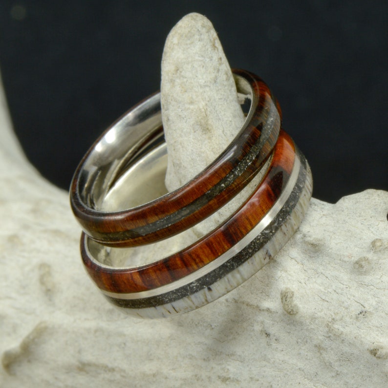 Ring Set: Antler Ironwood Meteorite and Forge Stone Metal - Omaha Mall Max 56% OFF S