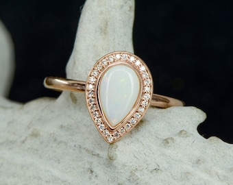 Bague poire halo - ***CHOISISSEZ VOTRE PIERRE*** - Stone Forge Studios