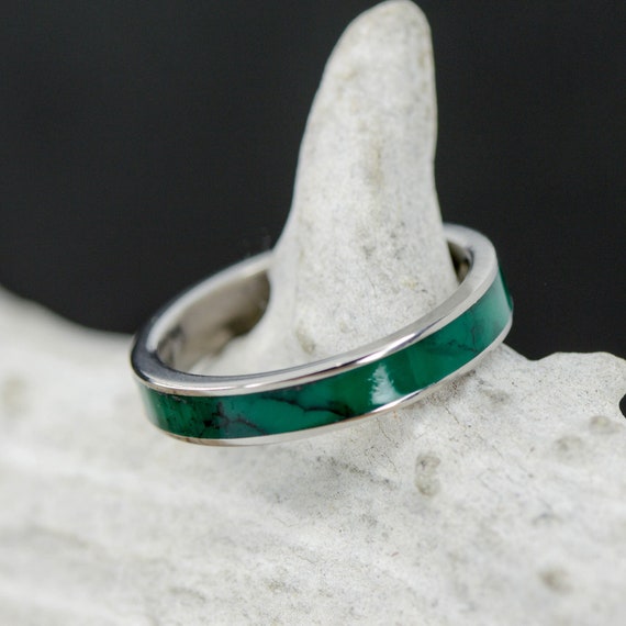 Women's Ring: Imperial Jade Stacking Ring Channel Stone | Etsy