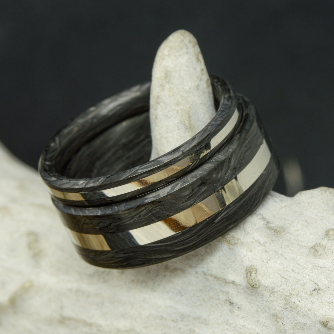 Forged Carbon Fiber & White Gold - Stone Forge Studios - Etsy