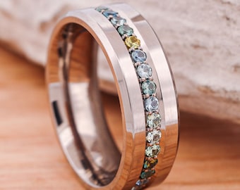 Bracelet en métal avec monture en saphir du Montana - Stone Forge Studios