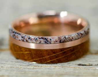 Whiskey Barrel Wood, Rose Gold, Antler - Stone Forge Studios