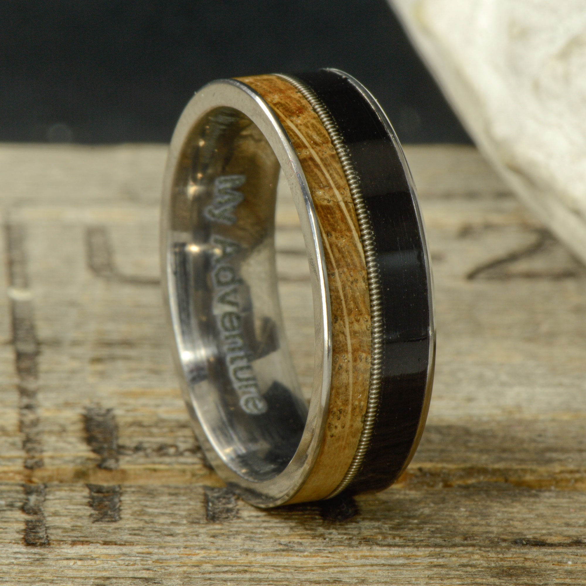 Men's Ring Whiskey Barrel Wood Guitar String & Etsy