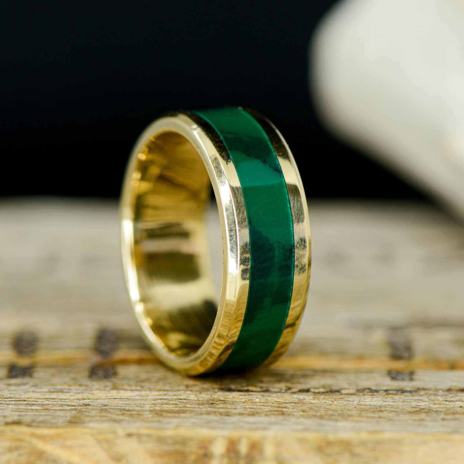 Men's Ring: Imperial Jade Channel Stone Forge Studios - Etsy UK