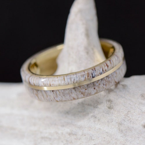 Antler Ring Antler Wedding Band Mens Wedding Band Antler Etsy