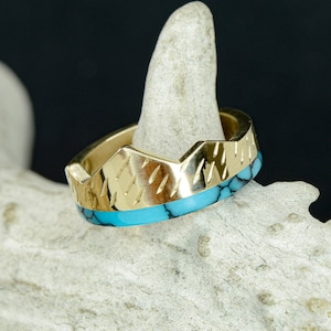 Teton Mountains Verlobungsring - Gold & Türkis - Stone Forge Studios