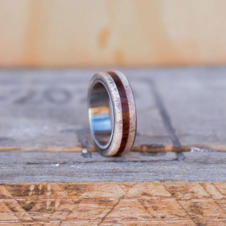 Stone Forge Studios Women/'s Ring Rosewood Inlay; Center Elk Antler