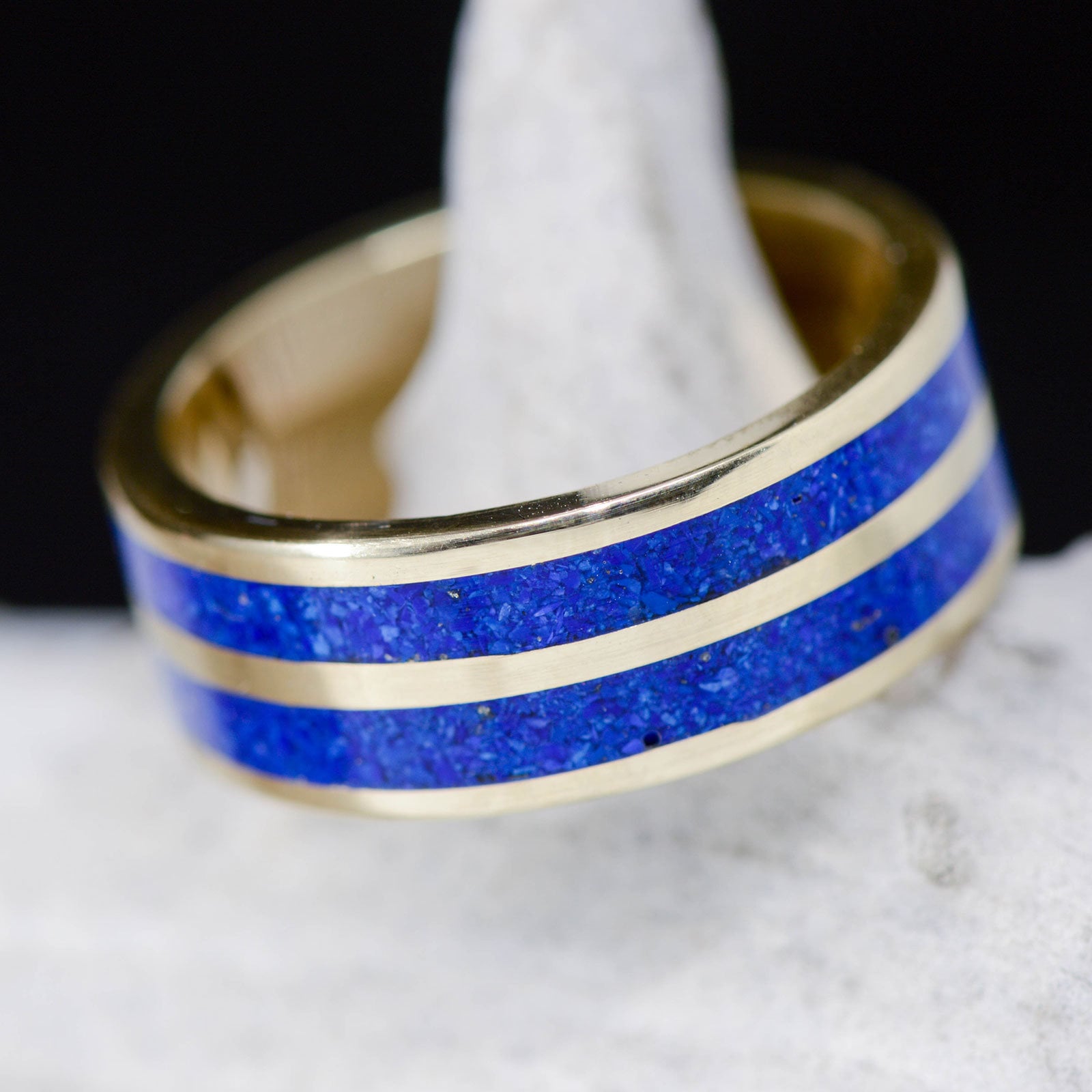 Gold, Blue Lapis Lazuli Inlays - Stone Forge Studios