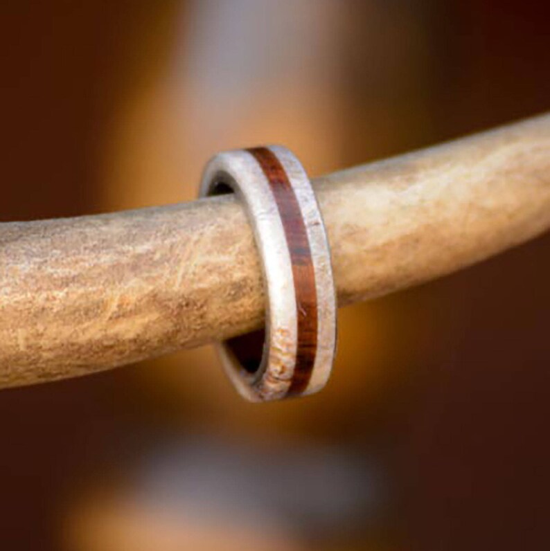 Stone Forge Studios Women/'s Ring Rosewood Inlay; Center Elk Antler