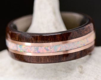 Walnut, White Opal, Rose Gold - Stone Forge Studios