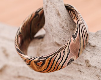 Gane Mokume en or 14 carats et argent gravé à l'acide, forgé à la main - Stone Forge Studios