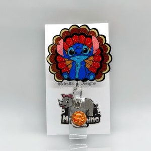 Stitch turkey Retractable ID Badge Reel nurse teacher badge reel