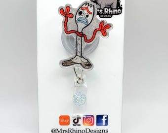 Forky Toy Story Badge Reel – Glitter Acrylic ID Holder