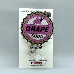 Bobine de badges soda aux raisins : badge d'identification rétractable pour enseignante ou infirmière