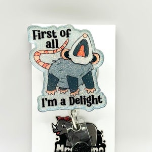 First of all I'm a Delight Funny Possum Badge Reel: Handmade Retractable ID Badge