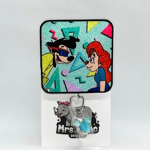 Max and Roxanne square goofy movie powerline Retractable ID Badge Reel nurse teacher badge reel