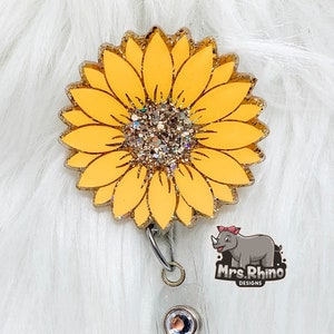 Sunflower golden   nurse teacherretractable  badge reel