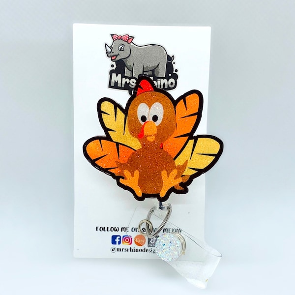 turkey fall thanksgiving Retractable ID Badge Reel nurse teacher badge reel