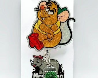 Gus Gus Cinderella Mouse Retractable Badge Reel: Nurse, Teacher, Office