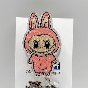Monster doll  Badge Reel – Cute Creepy Retractable ID Holder for Nurses, Teachers, Office Staff