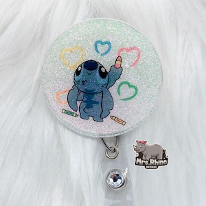 Stitch Coloring  Badge Reel: Retractable ID Badge for Nurse, Teacher
