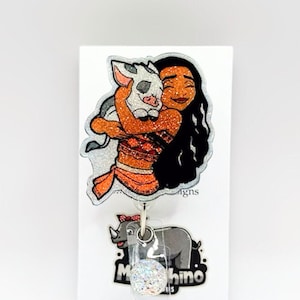 Moana Hugging Pua Handmade Retractable ID Badge Reel bild 1