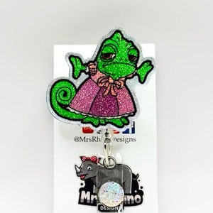 Pascal wearing dress tangle Handmade Retractable ID Badge Reel nurse teacher badge reel