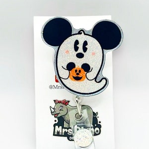 Boo Mickey Mouse ghost Halloween Retractable ID Badge Reel nurse teacher badge reel