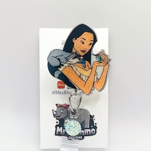 Pocahontas meeko Retractable ID Badge Reel nurse teacher badge reel