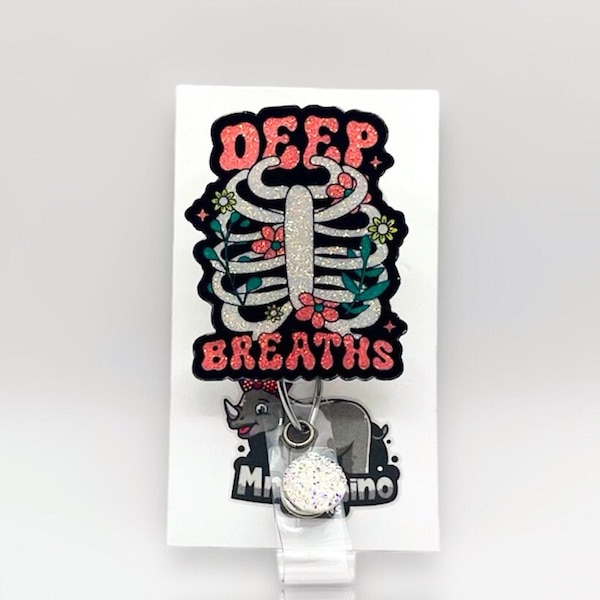 deep breaths, respiratory specialist tech rib cage Retractable ID Badge Reel nurse teacher badge reel