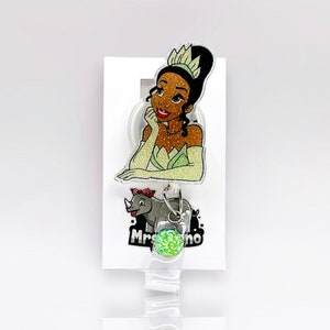 Tiana princess with the frog Retractable ID Badge Reel nurse teacher badge reel