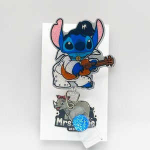 stitch elvis,  Retractable ID Badge Reel nurse teacher badge reel