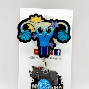 Summer Uterus Handmade Retractable ID Badge Reel nurse teacher badge reel