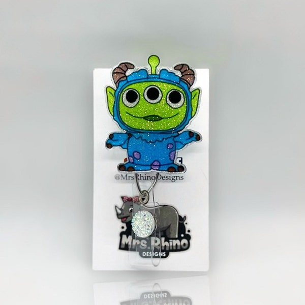 Alien as sully toy story monsters   Retractable ID Badge Reel nurse teacher badge reel