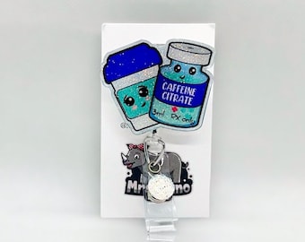 Caffeine Medication Funny Badge Reel - Nurse Teacher Retractable ID