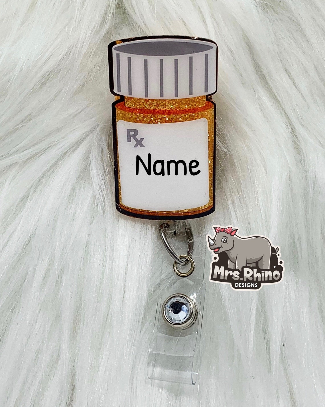 Customizable Pill Bottle Interchangeable Badge Reel Etsy