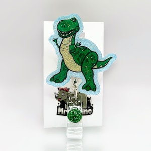 Rex Dinosaur Retractable ID Badge Reel: Teacher Nurse Badge