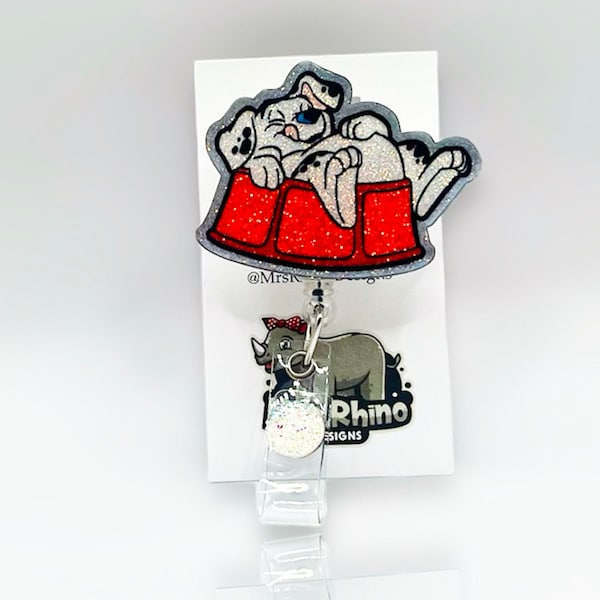 101 Dalmatians Rolly Retractable ID Badge Reel: Handmade Nurse Teacher Badge