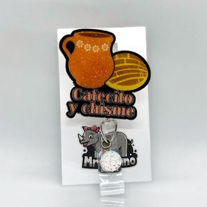 cafesito y chisme pan dulce concha Retractable ID Badge Reel nurse teacher office badge reel