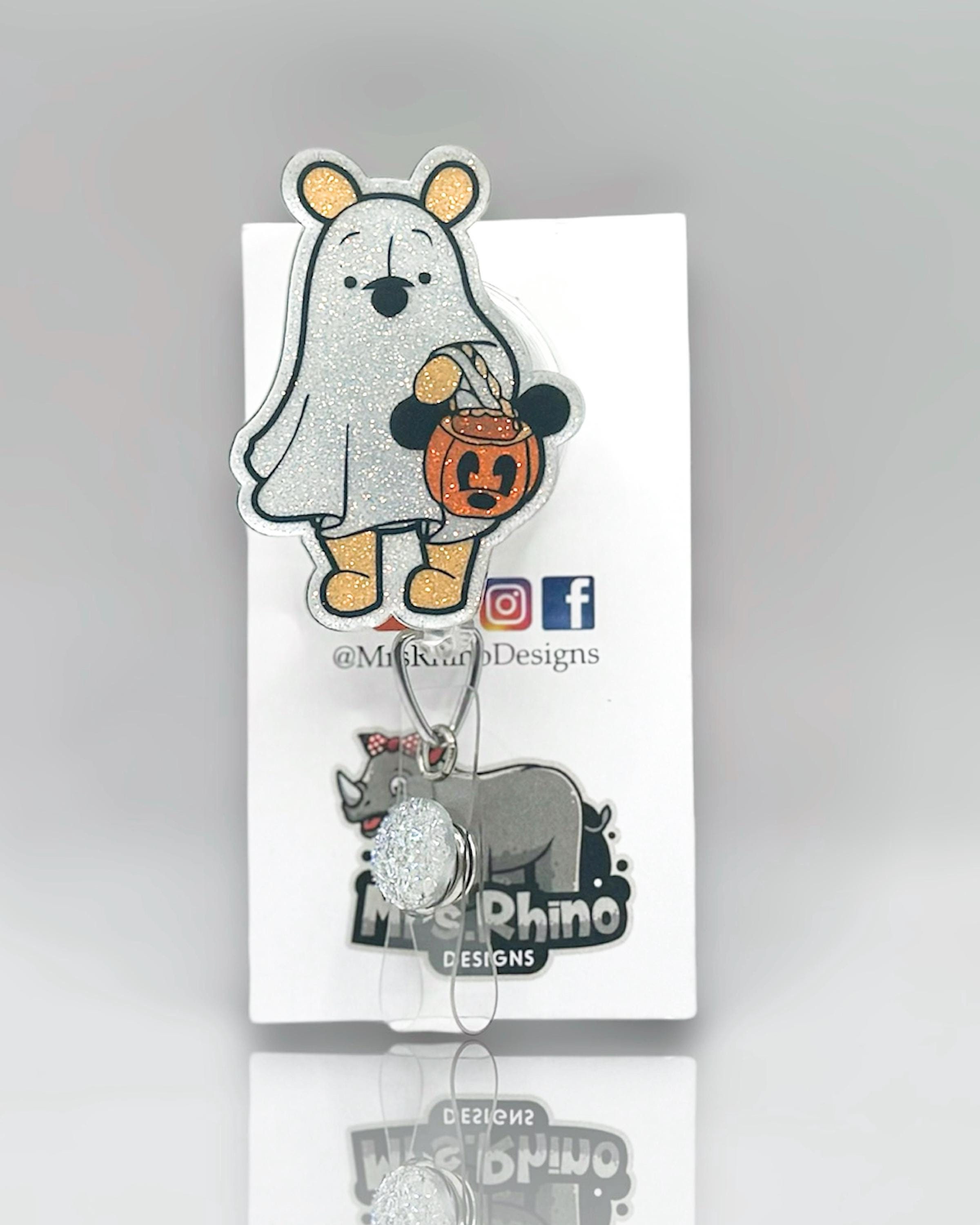 Pooh ghost costume Handmade Retractable ID Badge Reel nurse teacher badge reel