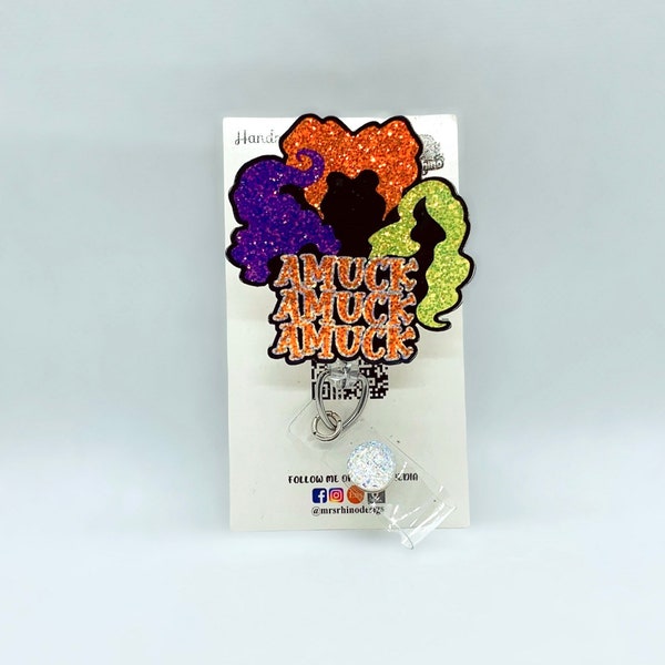 Hocus Pocus Amuck Retractable Badge Reel: Halloween Teacher Nurse ID