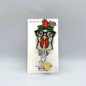 sassy chicken Retractable ID Badge Reel nurse teacher badge reel