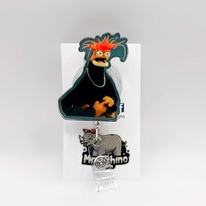 Pepe, black sweater and gold chain Rock Meme Handmade Retractable ID Badge Reel nurse teacher badge reel