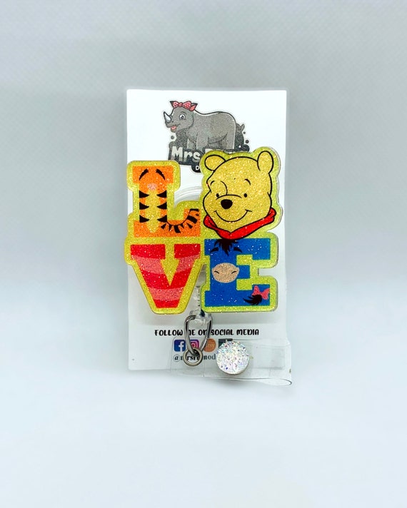 LOVE Winnie the Pooh Bear Characters Badge Reel Piglet Tigger Eeyore -   Canada