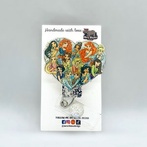 Princesses heart Retractable ID Badge Reel nurse teacher badge reel