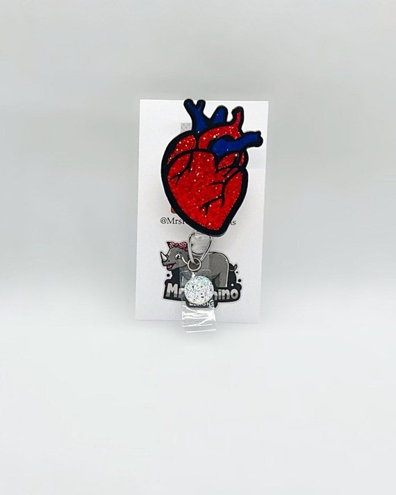 Anatomical Heart Badge Reelmental Health Badge Reelsglitter Badge Reelscute  Badge Reelsmedical Themed Badge Reelscute 
