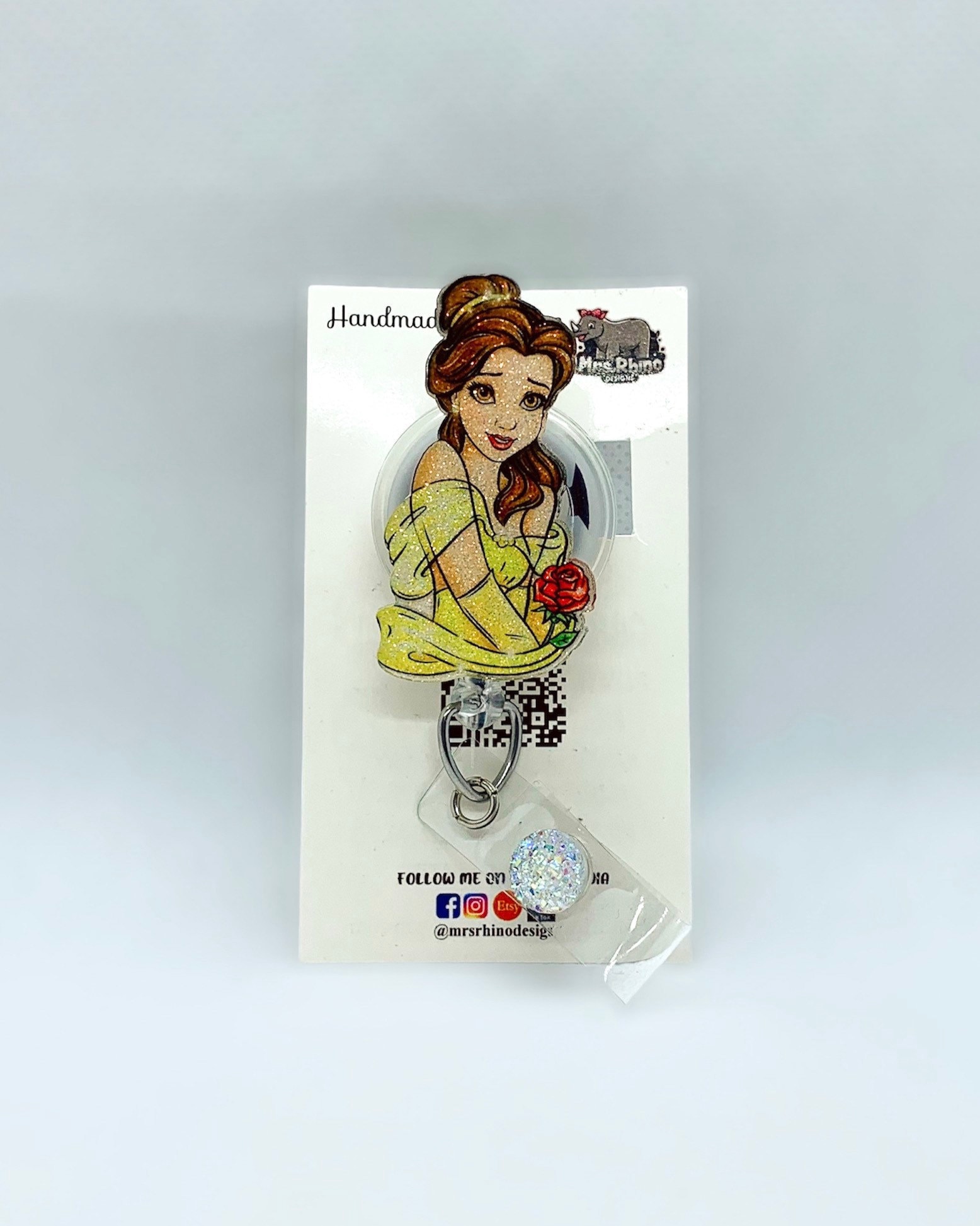 belle beauty and the beast    Retractable ID Badge Reel nurse teacher badge reel