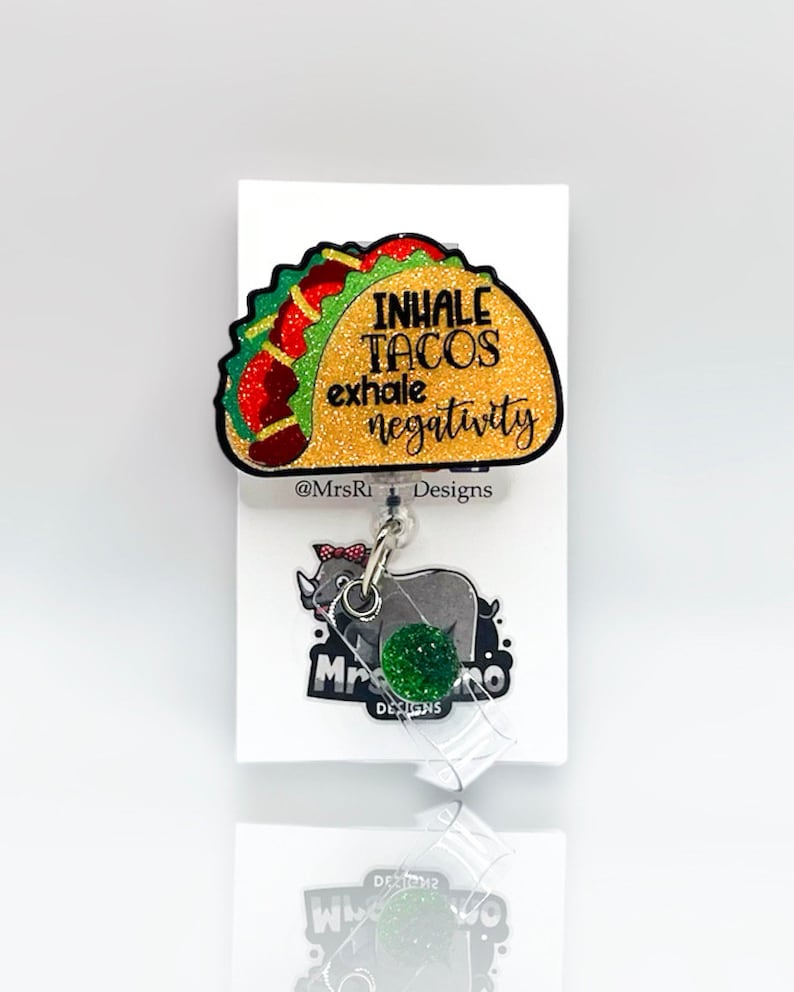 Porta credencial de taco "Inhala tacos, exhala negatividad": Identificación de maestra de enfermería