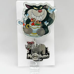 Lucifer Cinderella Funny Disney Cat Badge Reel – Lucifer & Mice Clip for Nurses, Teachers, ID Holder